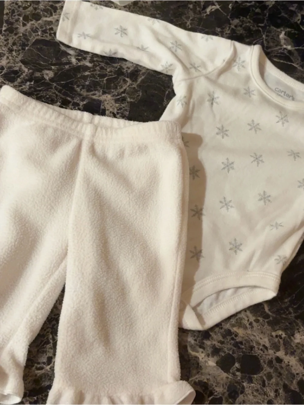 Carter's White and Black Heart & Snowflake Two-Piece Set